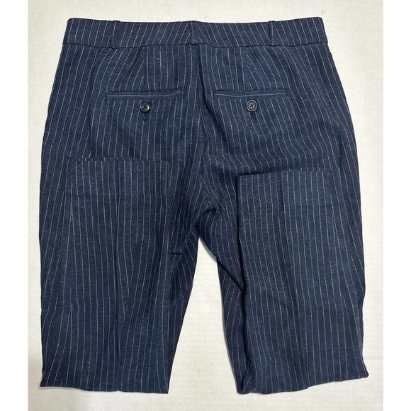 Banana Republic Factory White Navy Blue Ryan Pinstripe Straight Leg Pants Sz 00P - Picture 1 of 15